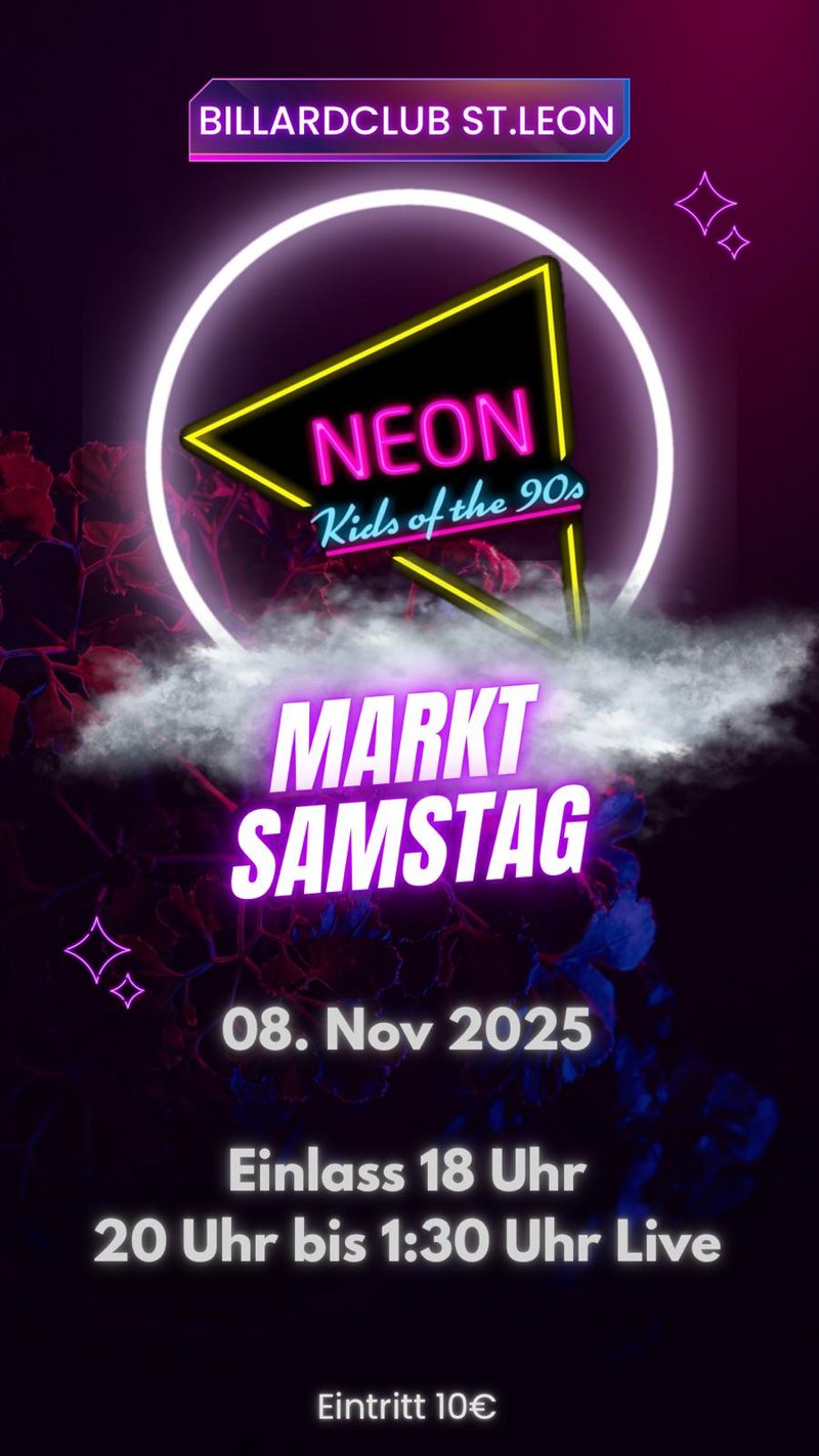 Leuchtreklame mit dem Text BILLARDCLUB ST.LEON